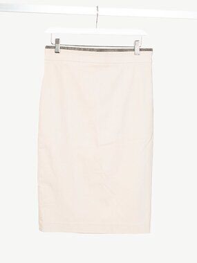 Brunello Cucinelli SS15 Nude Cotton Monili-Waist Pencil Skirt